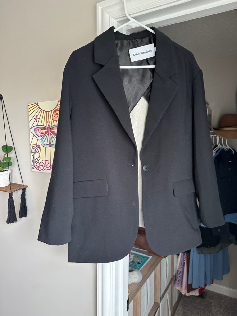 Calvin Klein Black Women's Tailored Blazer with sweatshirt back